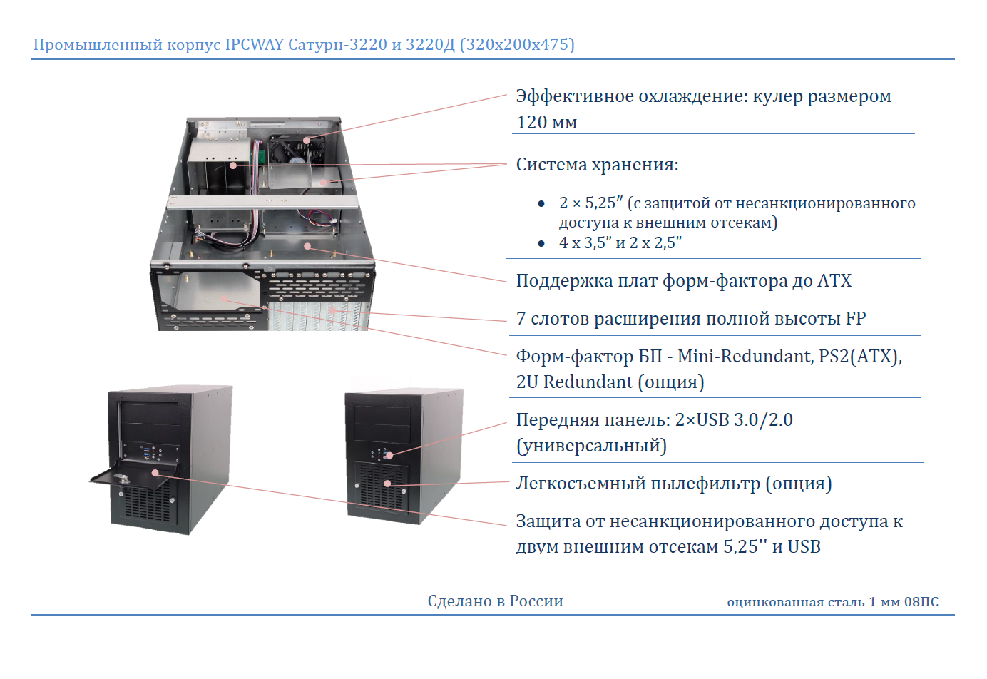 Промышленный корпус IPCWAY Сатурн-3220 Д, Настольно-настенный, глубина 475, высота 320, 